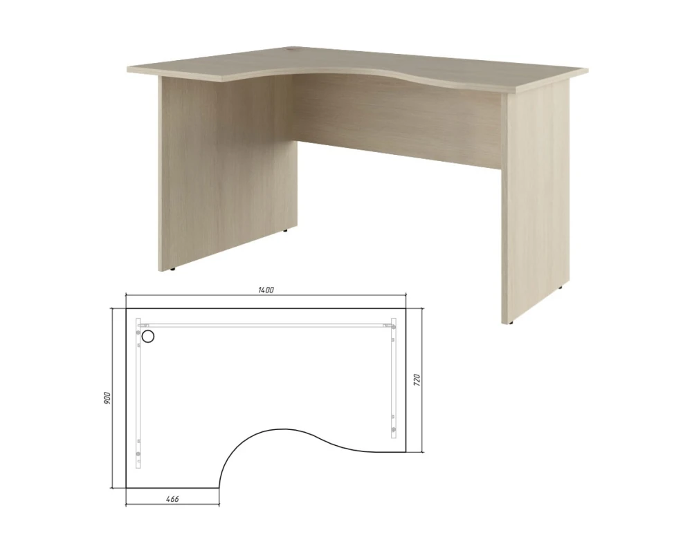 Стол эргономичный левый 72 140 Тренд / Trend Дуб феррара
