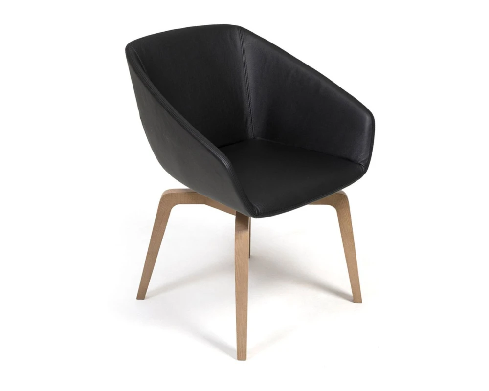 Кресло Alma Wood Натуральная кожа, Черный