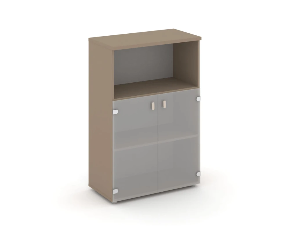Шкаф средний широкий (2 низких фасада стекло сатин матовый) 80x42x120,7 Эстетика / Estetica