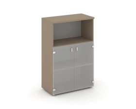 Шкаф средний широкий (2 низких фасада стекло сатин матовый) 80x42x120,7 Эстетика / Estetica images