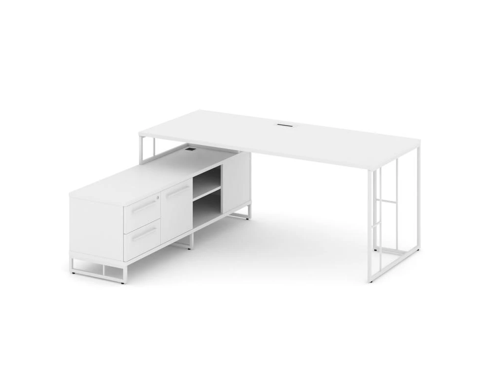 Стол руководителя с опорной тумбой левый 1580x1600x750 Рифт Директ / Rift Direct