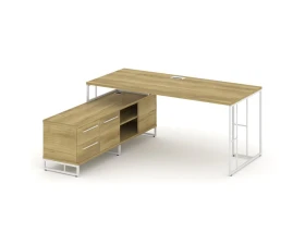 Стол руководителя с опорной тумбой левый 1580x1600x750 Рифт Директ / Rift Direct images