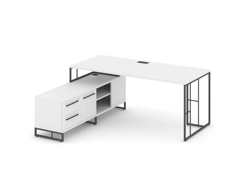 Стол руководителя с опорной тумбой левый 1780x1600x750 Рифт Директ / Rift Direct