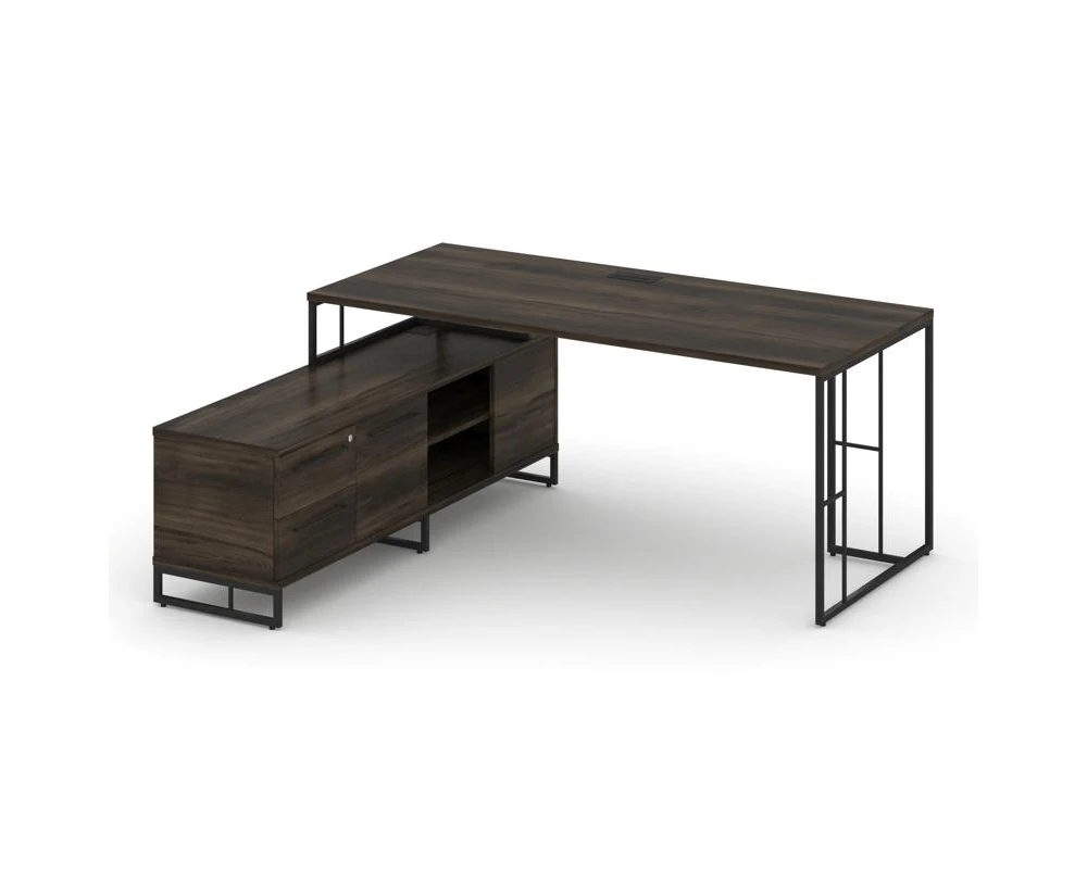 Стол руководителя с опорной тумбой левый 1780x1600x750 Рифт Директ / Rift Direct