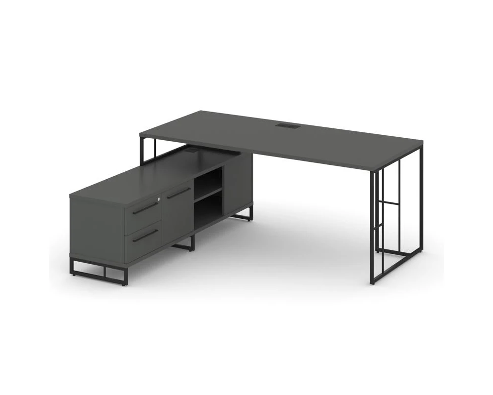 Стол руководителя с опорной тумбой левый 1780x1600x750 Рифт Директ / Rift Direct