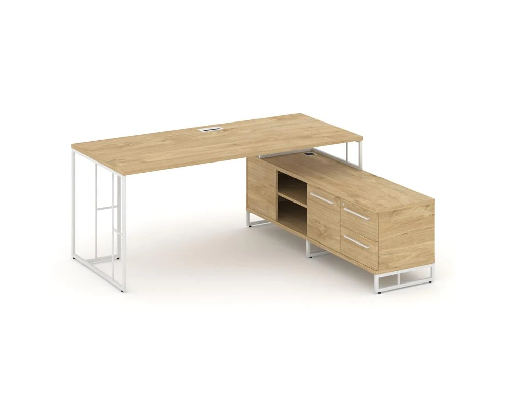 Стол руководителя с опорной тумбой правый 1580x1600x750 Рифт Директ / Rift Direct