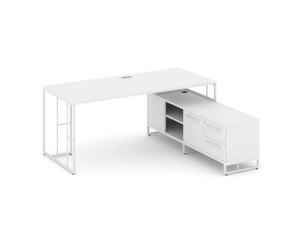 Стол руководителя с опорной тумбой правый 1580x1600x750 Рифт Директ / Rift Direct