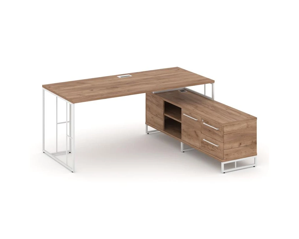 Стол руководителя с опорной тумбой правый 1580x1600x750 Рифт Директ / Rift Direct