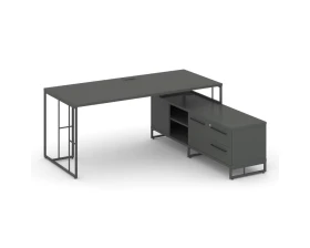 Стол руководителя с опорной тумбой правый 1580x1600x750 Рифт Директ / Rift Direct images