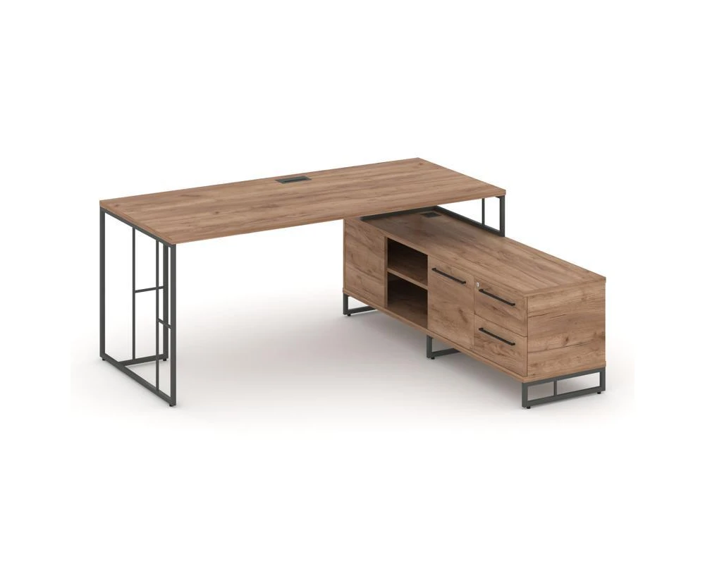 Стол руководителя с опорной тумбой правый 1780x1600x750 Рифт Директ / Rift Direct