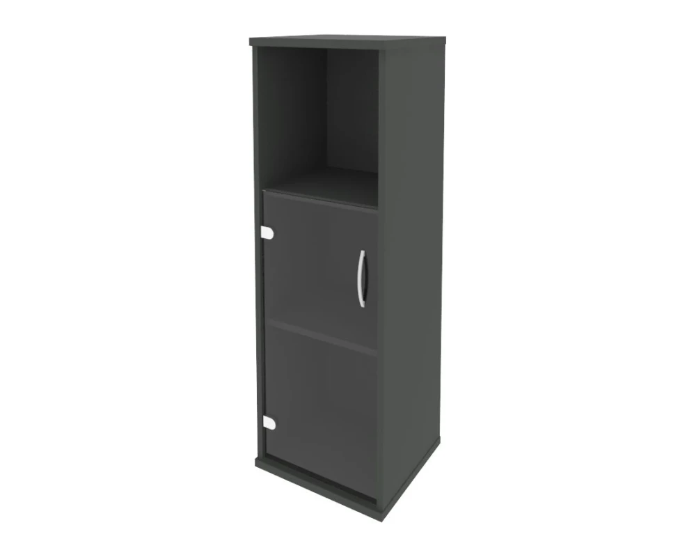 Шкаф средний узкий левый 1 низкая дверь стекло Рива / Riva