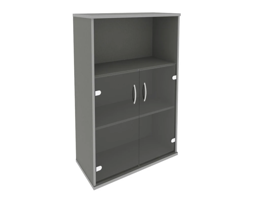 Шкаф средний широкий 2 низкие двери стекло Рива / Riva