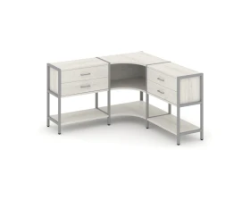 Трехсекционный угловой стеллаж двухярусный с ящиками 1590х1590х879 Шелф Систем / Shelf System images