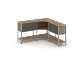 Трехсекционный угловой стеллаж двухярусный с ящиками 1590х1590х879 Шелф Систем / Shelf System images