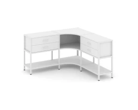 Трехсекционный угловой стеллаж двухярусный с ящиками 1590х1590х879 Шелф Систем / Shelf System images