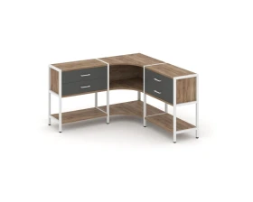 Трехсекционный угловой стеллаж двухярусный с ящиками 1590х1590х879 Шелф Систем / Shelf System images