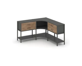 Трехсекционный угловой стеллаж двухярусный с ящиками 1590х1590х879 Шелф Систем / Shelf System images