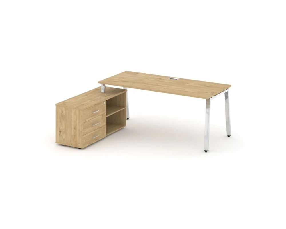 Стол письменный с греденцией левой на А-образном каркасе 1780x800x750 Стайл Проджект Директ Люкс / Style Project Direct Lux