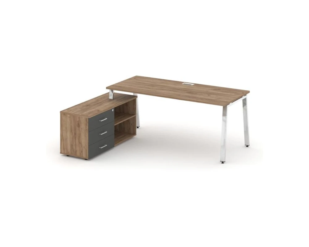 Стол письменный с греденцией левой на А-образном каркасе 1780x800x750 Стайл Проджект Директ Люкс / Style Project Direct Lux