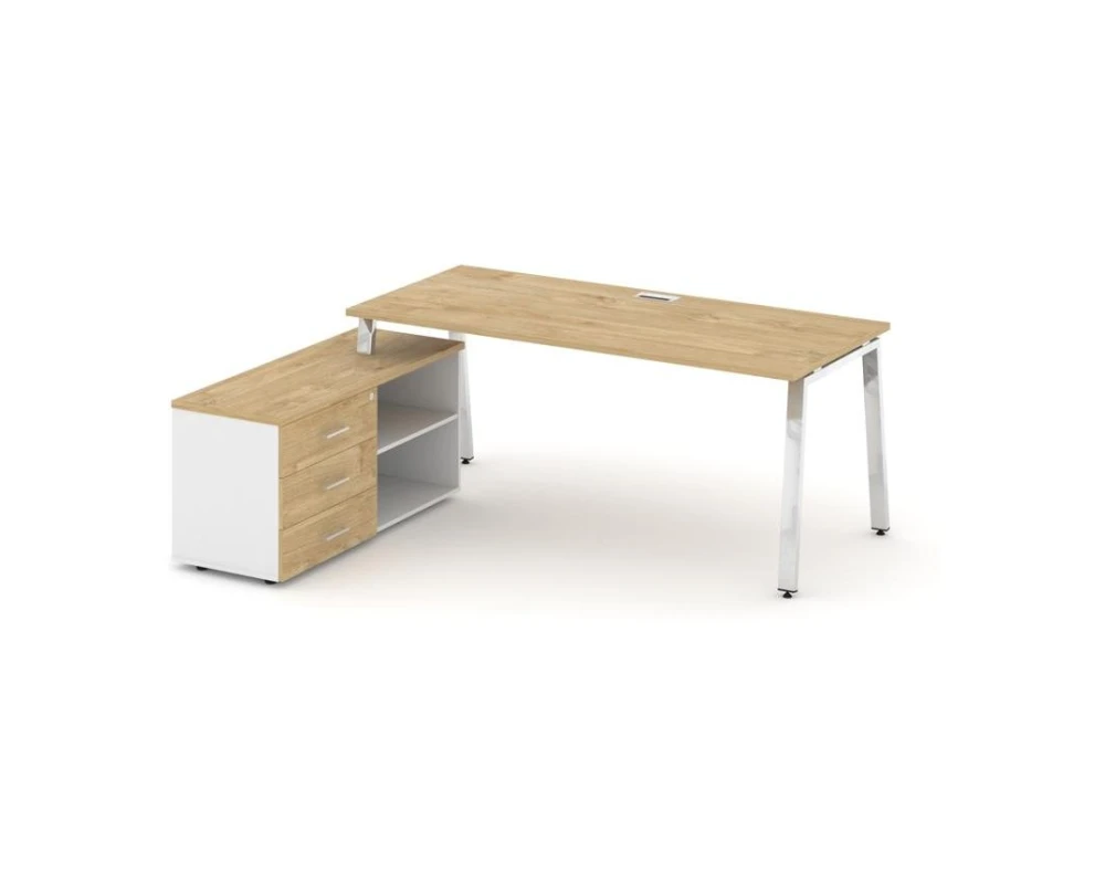 Стол письменный с греденцией левой на А-образном каркасе 1980x700x750 Стайл Проджект Директ Люкс / Style Project Direct Lux