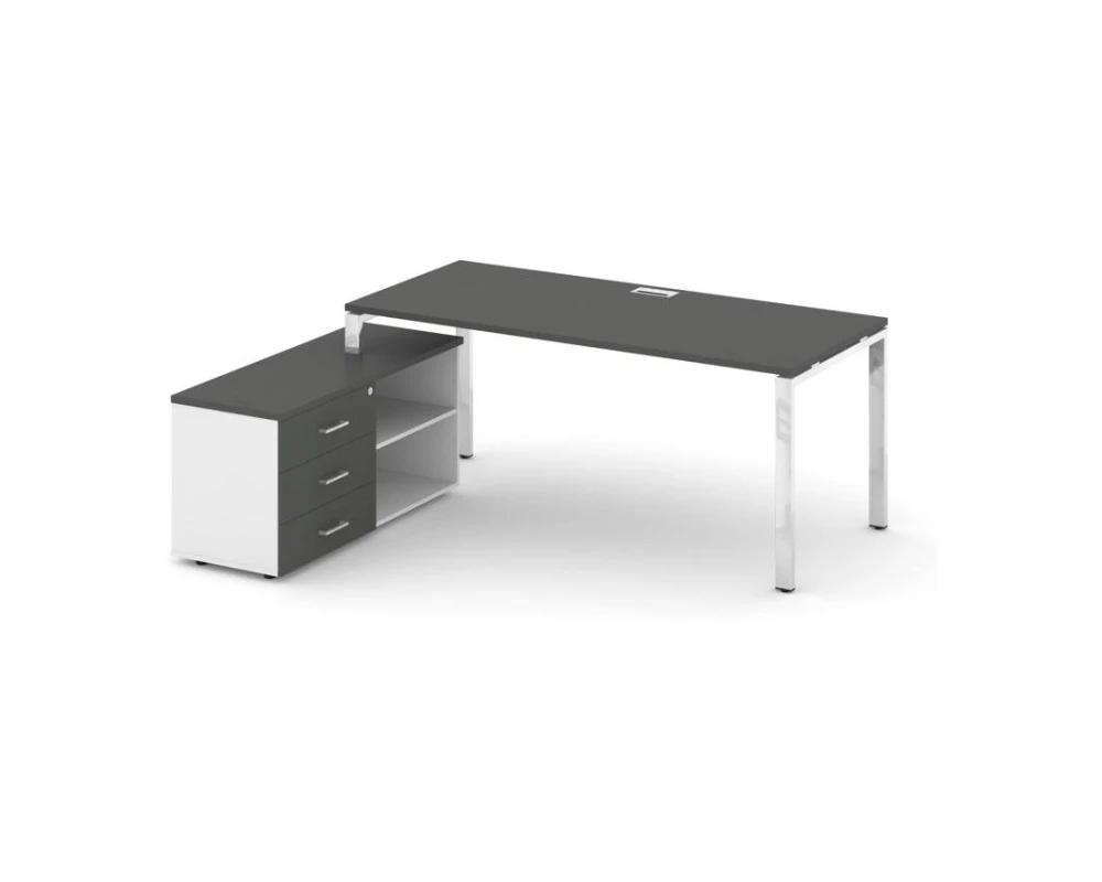 Стол письменный с греденцией левой на П-образном каркасе 1380x800x750 Стайл Проджект Директ Люкс / Style Project Direct Lux