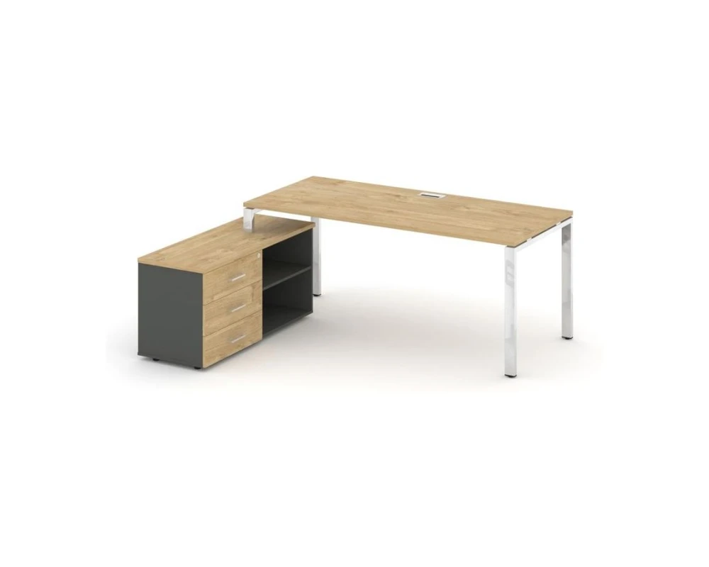 Стол письменный с греденцией левой на П-образном каркасе 1780x700x750 Стайл Проджект Директ Люкс / Style Project Direct Lux