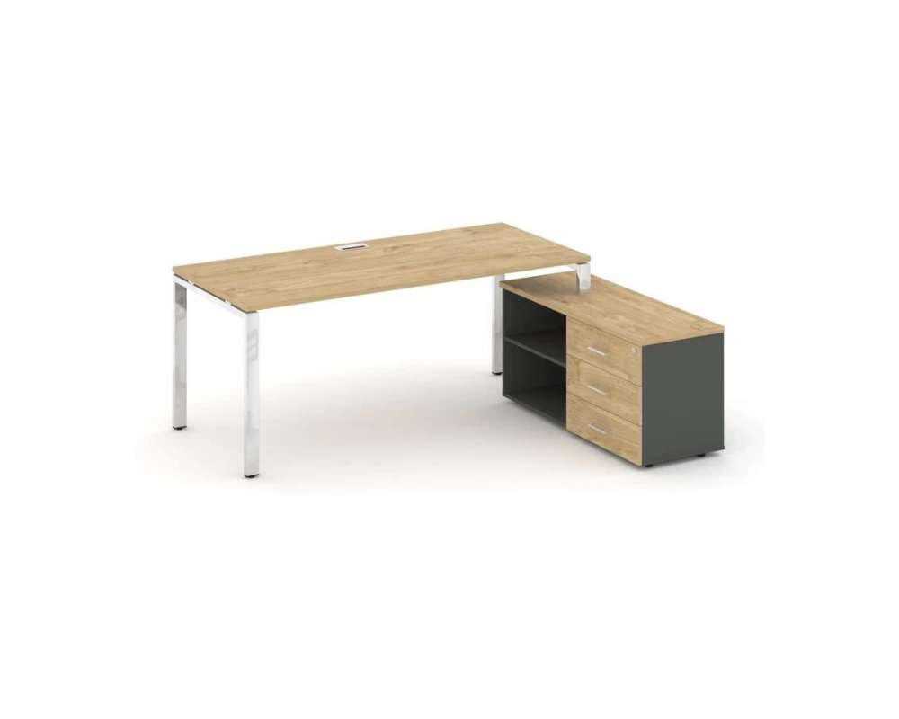 Стол письменный с греденцией правой на П-образном каркасе 1380x800x750 Стайл Проджект Директ Люкс / Style Project Direct Lux