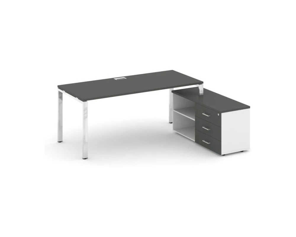 Стол письменный с греденцией правой на П-образном каркасе 1580x800x750 Стайл Проджект Директ Люкс / Style Project Direct Lux