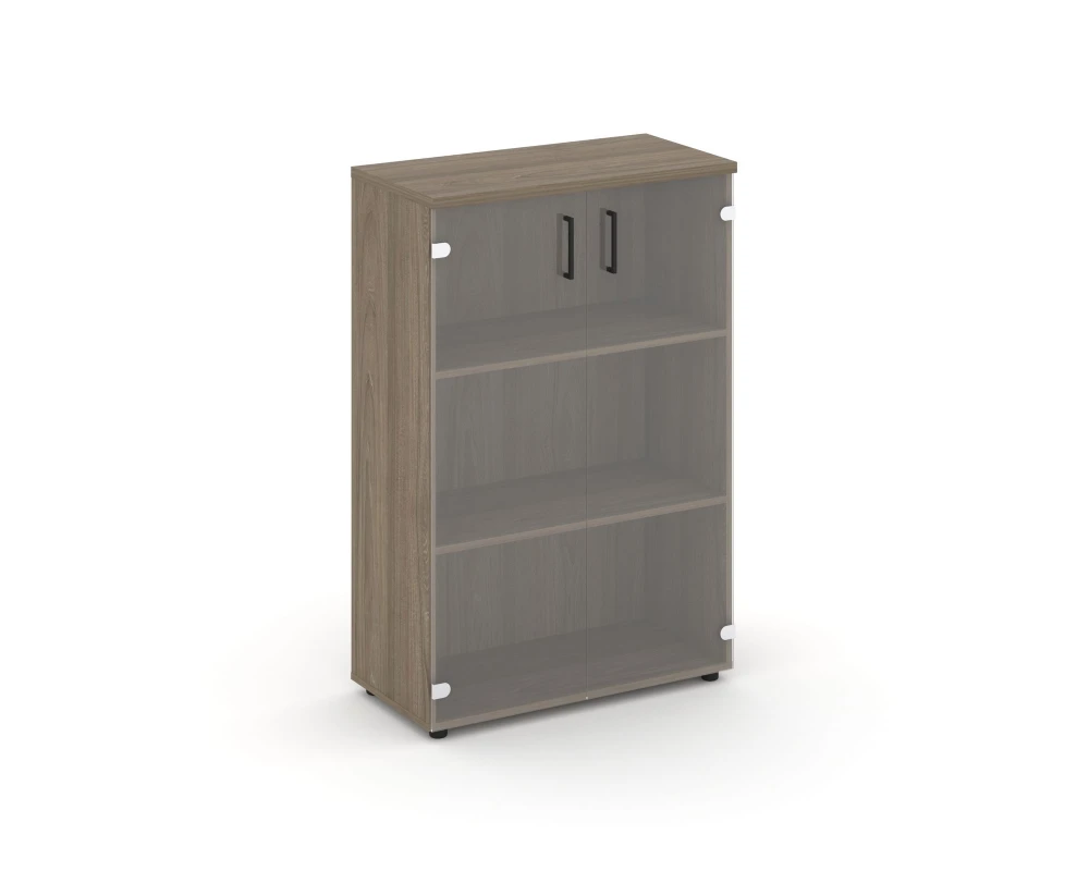 Шкаф средний широкий прозр. стекло 796x400x1203 зад. стенка HDF Стайл Проджект / Style Project