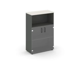 Шкаф средний широкий прозр. стекло с нишей 796x400x1203 Стайл Проджект / Style Project images