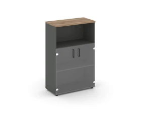 Шкаф средний широкий прозр. стекло с нишей 796x400x1203 Стайл Проджект / Style Project images