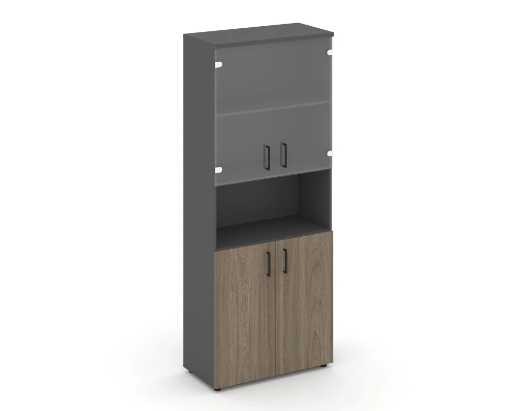 Шкаф высокий широкий комби с нишей прозр. стекло 796x400x1982 Стайл Проджект / Style Project