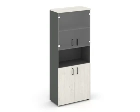 Шкаф высокий широкий комби с нишей прозр. стекло 796x400x1982 Стайл Проджект / Style Project images