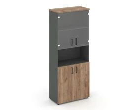 Шкаф высокий широкий комби с нишей прозр. стекло 796x400x1982 Стайл Проджект / Style Project images