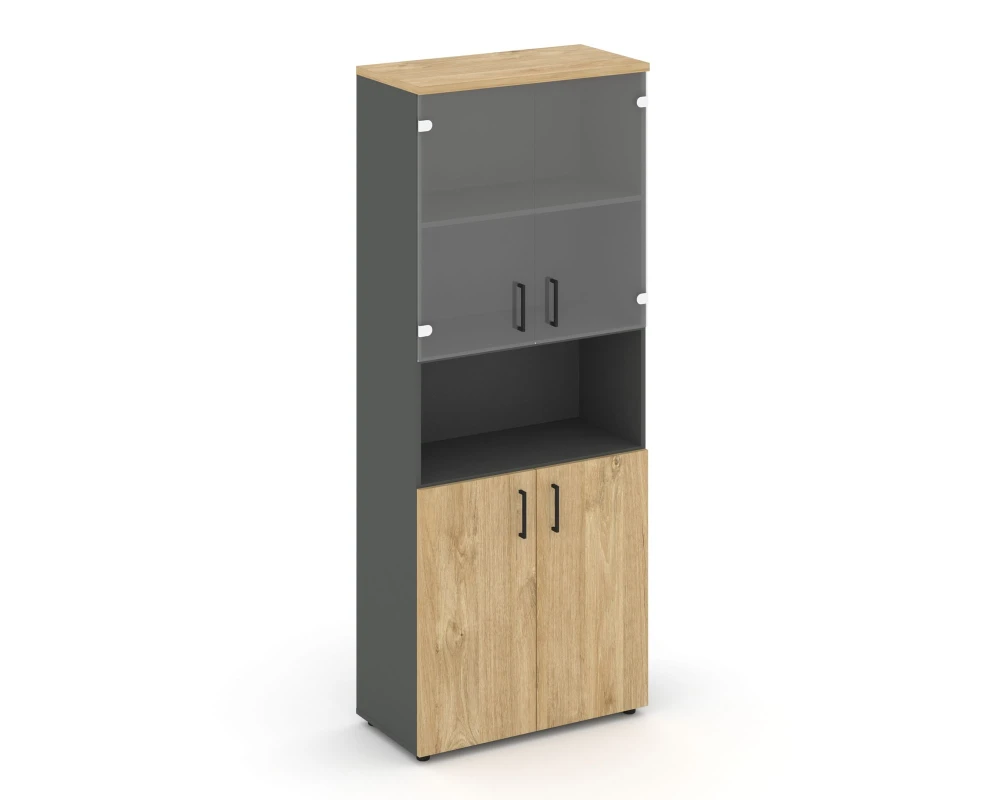 Шкаф высокий широкий комби с нишей прозр. стекло 796x400x1982 Стайл Проджект / Style Project