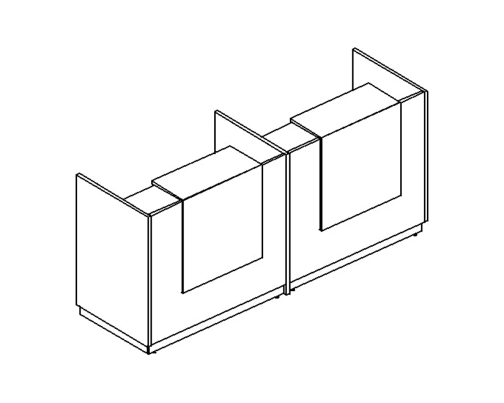 Стойка ресепшн прямая с промежуточной опорой (полка высокая) A4