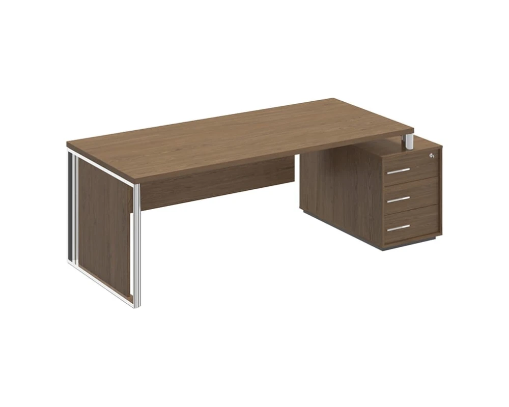 Стол руководителя на опорной тумбе правый/левый с декоративной вставкой ОР 148-1 ДТ Orion