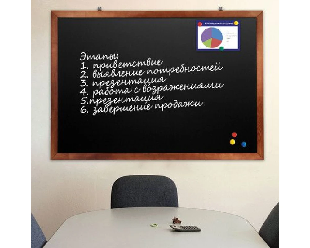 Доска для мела магнитная BRAUBERG 100х150 деревянная окрашенная рамка 236895