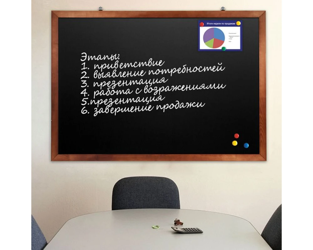Доска для мела магнитная BRAUBERG 100х150 деревянная окрашенная рамка 236895
