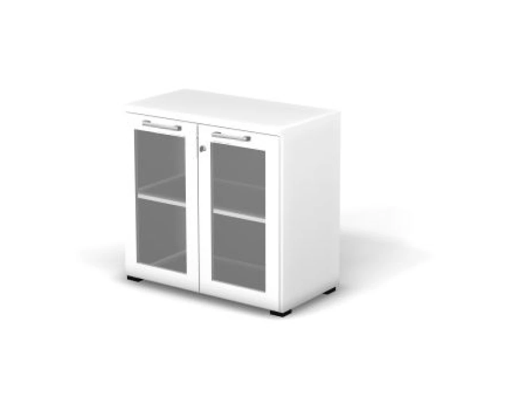 Шкаф-витрина 2 ур., стекло в раме MDF, с замком, задняя стенка HDF, 78,6х42х73,7 Smart Director Белый