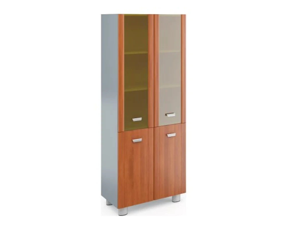 Шкаф книжный высокий со стеклом в раме МДФ (без топа и боковин) СТ-2.4+СТ-8.6+СТ-8.4 Сенат