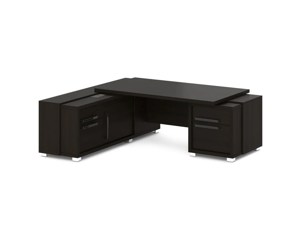 Стол с тумбой и греденцией (беспроводная зарядка, 2xUSB, розетка) 2270х2016х750 Грейс / Grace