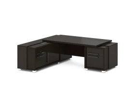 Стол с тумбой и греденцией (беспроводная зарядка, 2xUSB, розетка) 2270х2016х750 Грейс / Grace images