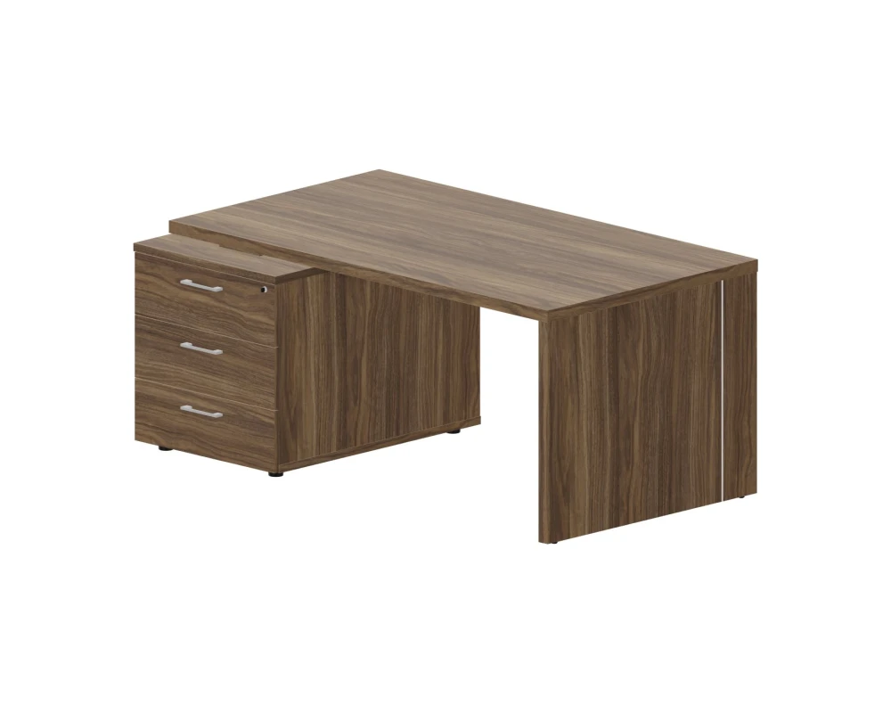 Стол для руководителя на опорной тумбе 3 ящика левый 160х90х73,5 Норман / Norman Орех
