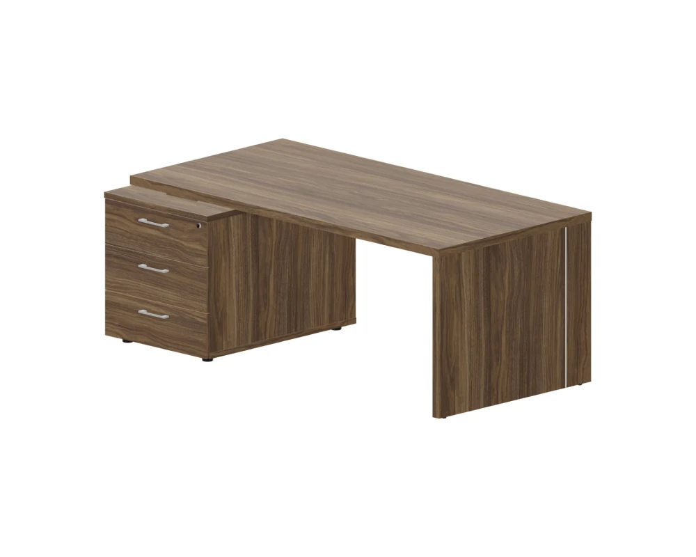 Стол руководителя на опорной тумбе 3 ящика левый 180х90х73,5 Норман / Norman Орех
