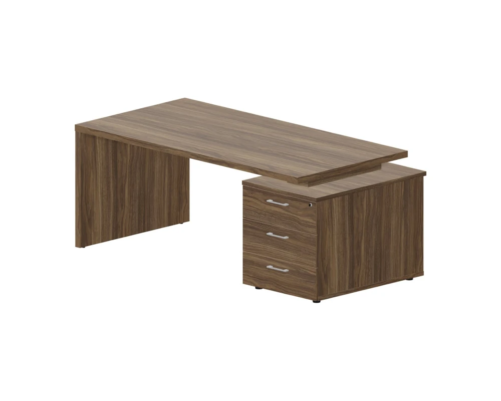 Стол руководителя на опорной тумбе 3 ящика правый 180х90х73,5 Норман / Norman Орех