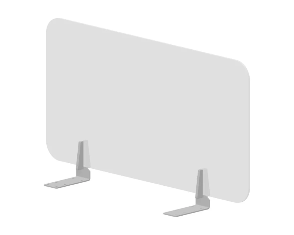 Экран торцевой (плексиглас) 78x39,2 промежуточный для столов гл.78см (с кронштейнами) Плекси / Plexi Молочно-белый/Алюминий