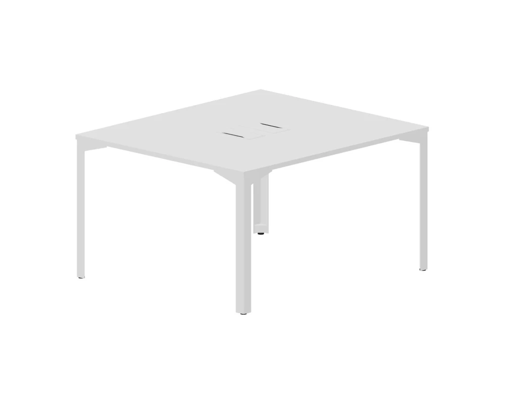 Составной стол на 2 рабочих места 118х136,6х75см (2 металлических аутлета) Рэй / Ray Белый
