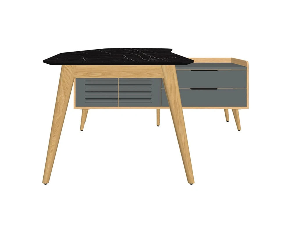 Стол рабочий эргономичный с опорной тумбой Rem-200.1R+Rem-33R Remo