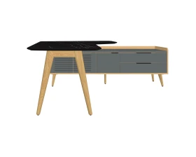 Стол рабочий интегральный с опорной тумбой Rem-209.1R+Rem-34R Remo images